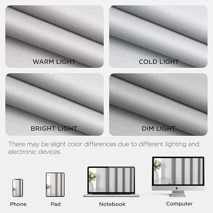 Joydeco Blackout Patio Sliding Door Curtains 84 Inches Long, Grommet Privacy Room Divider Curtains, Extra Wide Thermal Blackout Drapes for Bedroom Living Room (Greyish White, 70Wx84L, 1 Panel)