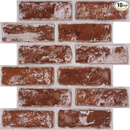 COMSTICKC 3D Faux Brick Wall Panels Peel and Stick, Small Size Thin PVC Fake by COMSTICKCDECOR