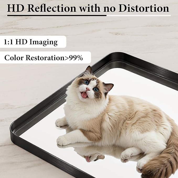 28x32 Inch Black Metal Framed Bathroom Mirror - Image 2