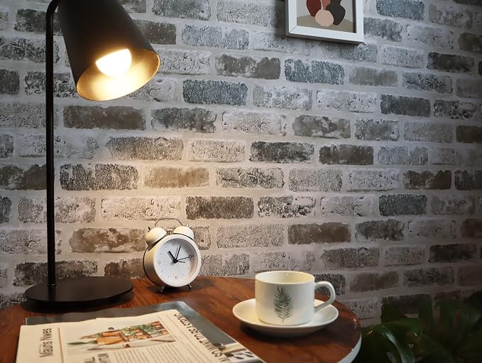 Guvana 17.3"×118" Brick Peel and Stick Wallpaper Brick Wallpaper Grey Brown 3D - Image 2
