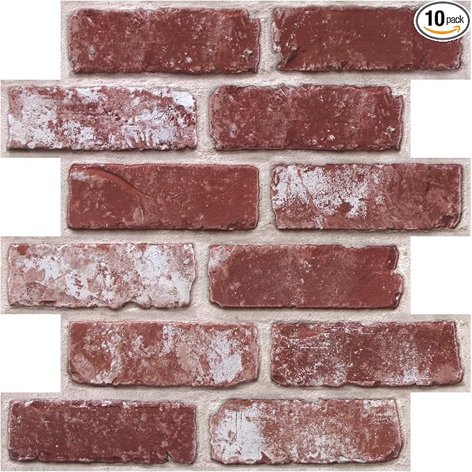 3D Faux Brick Wall Panels Peel and Stick, Small Brick-Look Textured Wall Sticker by SMOOSTIKCDECOR