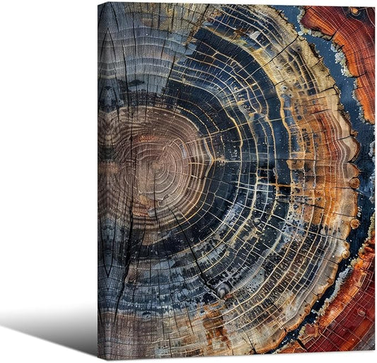 Vintage Trendy Abstract Tree Ring Wall Art Modern Colorful Nature Poster 12x16 by Medpol