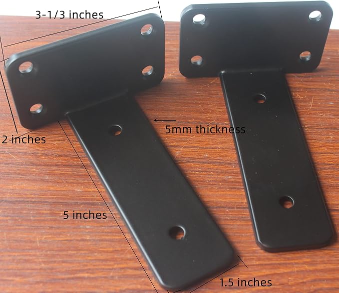 16 Pack - 5 inch Black Hidden L Shelf Bracket Iron Floating Shelf Brackets - Image 2
