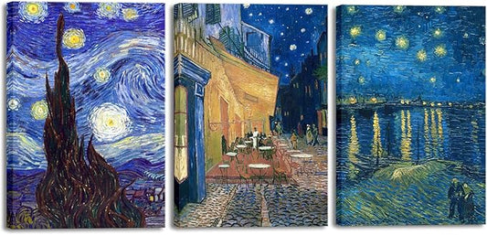 Wieco Art Large 3 Panels Canvas Prints of Vincent Van Gogh Paintings by WiecoArt