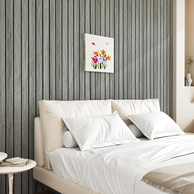 Grey Wood Wall Slat Panels Peel and Stick 3D Textured Fluted Wood Panels - Image 7