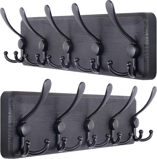 SKOLOO Rustic Wall Mounted Coat Rack: 16" Stud Spacing, Pine Real Wood Plank by SKOLOO