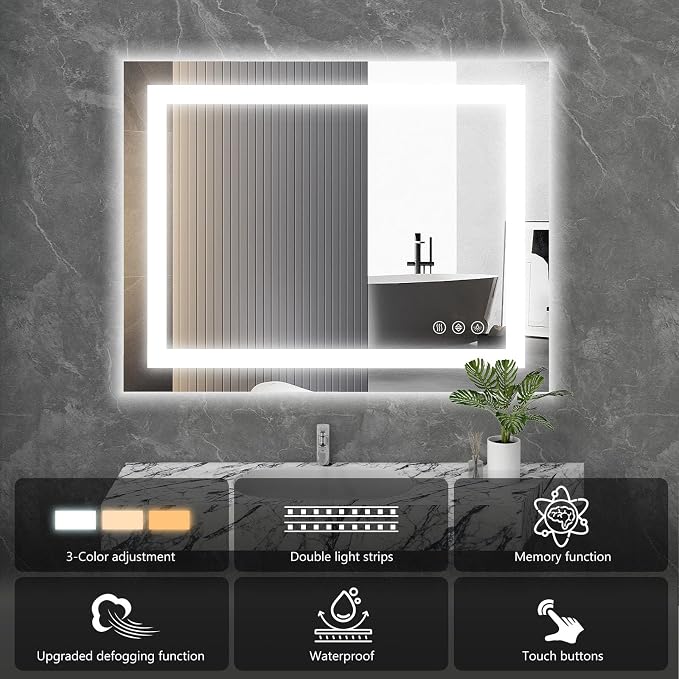 Sweetcrispy 24"x32" Smart Anti-Fog LED Bathroom Mirror - Image 4