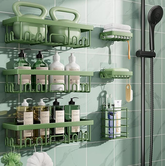 Veken Rustproof & Waterproof Shower Caddy 6-Pack, No Drilling Adhesive Shelves by Veken