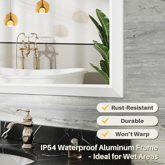 36x36 Inch White Bathroom Mirror - Image 3