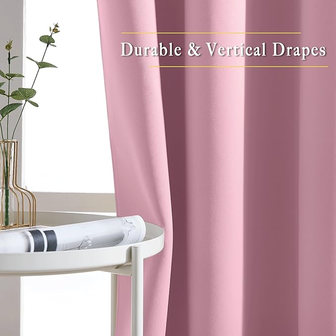 NICETOWN Blackout Curtains & Drapes - Privacy Thermal Efficiency Backdrop Curtains for Bedroom Room Divider Living Room Patio Sliding Glass Door, Wide 80 x Long 144 inch, Rouge Pink, 1 Panel