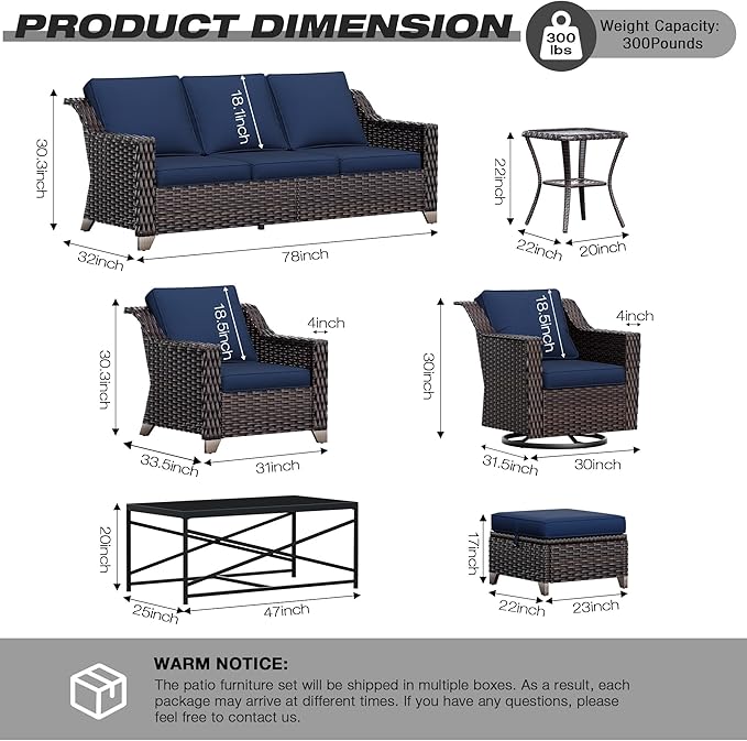 Joyside Swivel Patio Chairs Set of 2, Wicker Patio Furniture with Wide Armrest and Thick Cushions, Upgraded Large Size for Backyard, Garden, Poolside
