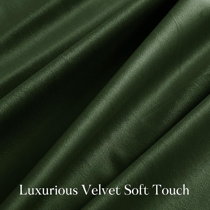 NICETOWN Olive Green 90 inch Long Velvet Curtains - Image 4