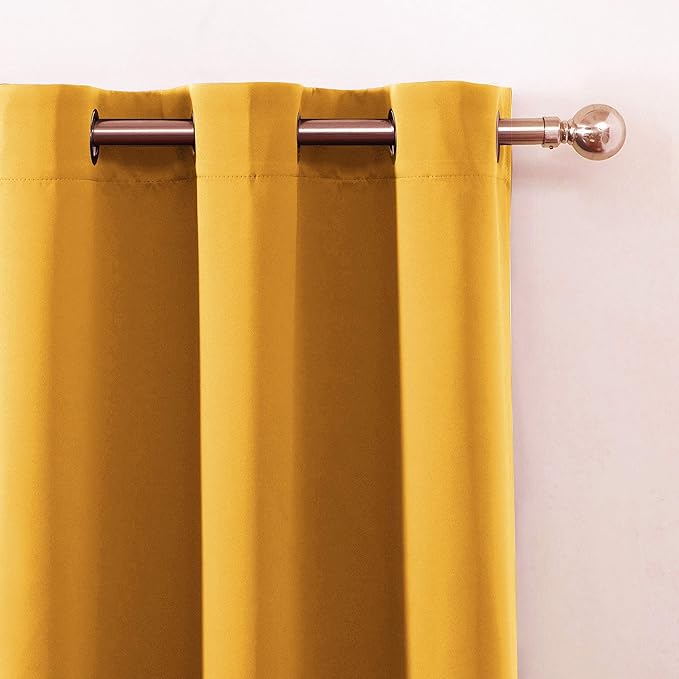 LEMOMO Yellow Blackout Curtains/52 x 45 Inch Length/Set of 2 Panels Grommet - Image 6