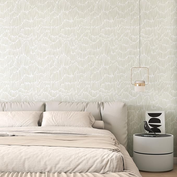 Theper Beige Striped Wall Paper Peel and Stick Wallpaper Modern 17.3"×787" Boho - Image 6