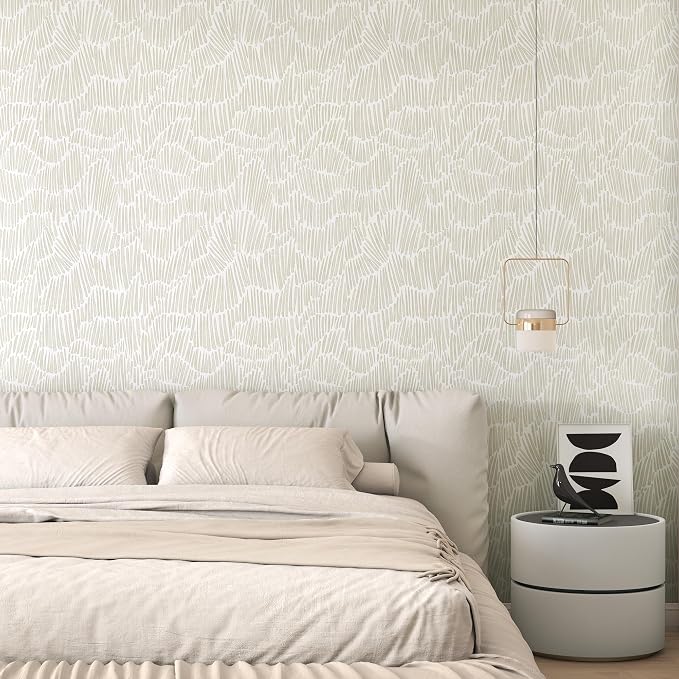 Theper Beige Peel and Stick Wallpaper Boho 17.3"×118" Modern Striped Removable - Image 6
