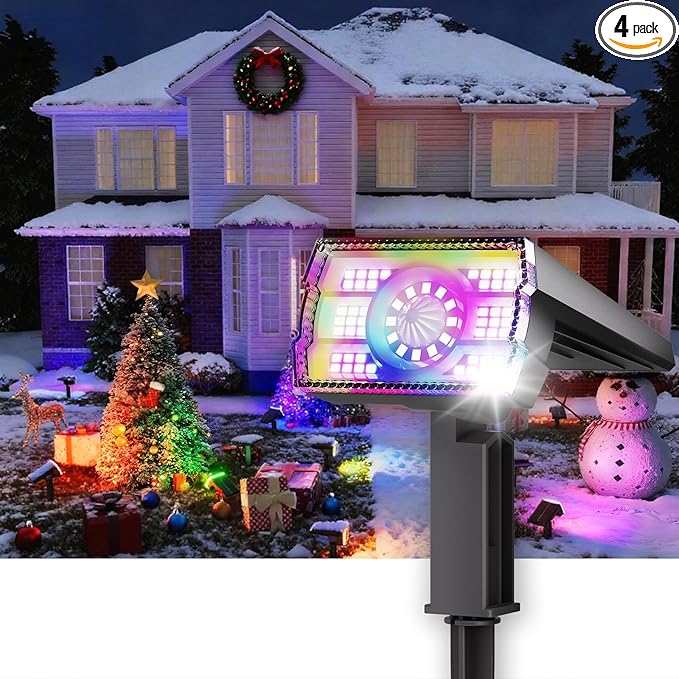 1 Pack Solar Outdoor Lights Waterproof IP67,Spotlights 6 Colors Changing+10 Lighting Modes Christmas Easter Solar Garden Lights Colored Landscape Spot Lights Outdoor Lighting for Yard Pool Patio
