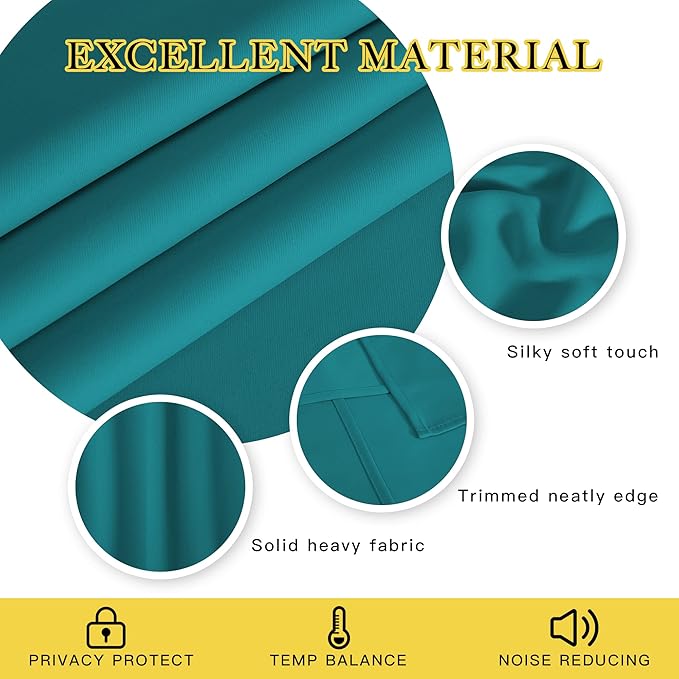 NICETOWN Bedroom Curtain Room Darkening Drapery 102 inches Length - Home Fashion Thermal Insulated Grommet Room Darkening Curtain for Living Room (Peacock Teal, 1 Panel, 52 x 102 inches)