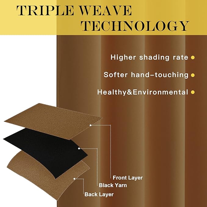 NICETOWN Room Divider Curtain 132 Inches Long, Wide Blackout Sliding Door Curtain for Bedroom, Room Darkening Privacy Window Curtain for Patio Door (1 Panel Set, Gold Brown, 80 x 132 Inch)