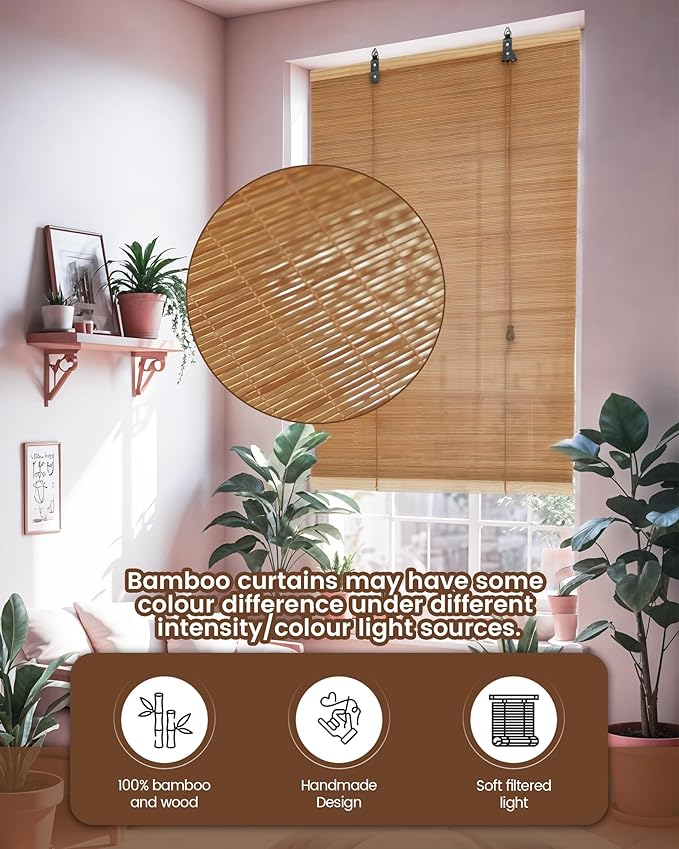 70" Wx72 H Bamboo Blinds Roller Shades - Image 5