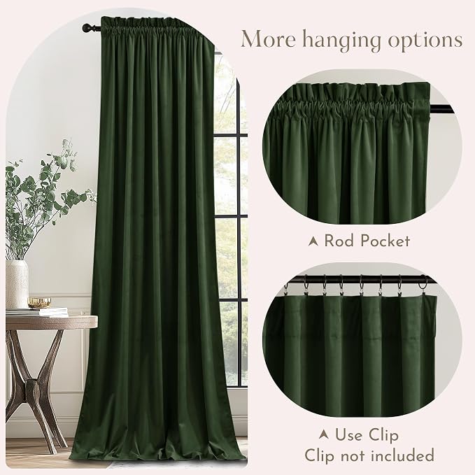 NICETOWN Green Velvet Curtains 84 inches - Image 5