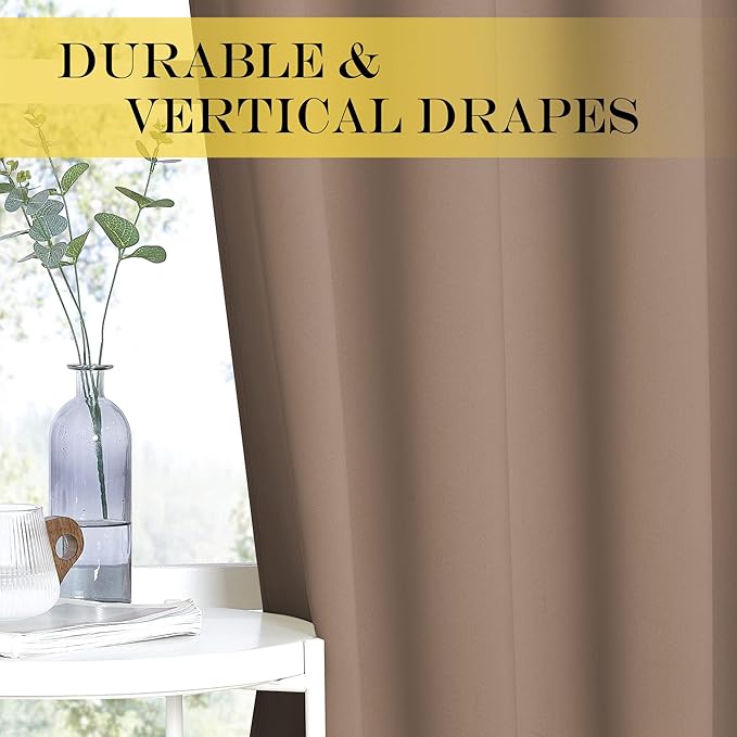 NICETOWN Blackout Blinds for Patio Door - Sliding Door Insulated Blackout Curtains, Extra Wide Curtain for Villa/Hall/Parlor (100 inches W x 84 inches L, Cappuccino)