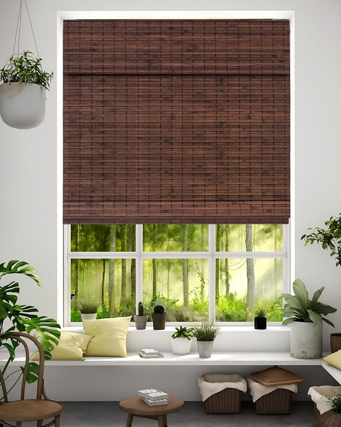 42''W X 72''H Cordless Bamboo Roman Shades by Chryeiiu