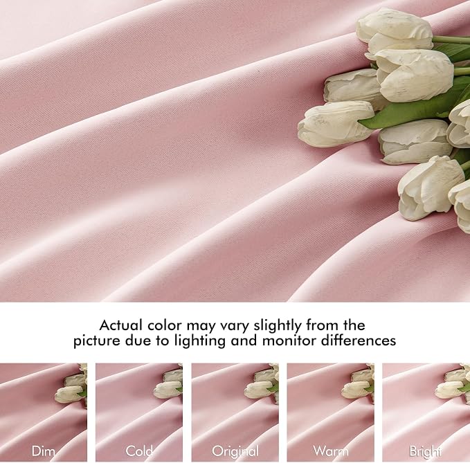 MIULEE Baby Pink Back Tab Blackout Curtains 108 Inch Long 2 Panels Set - Image 8