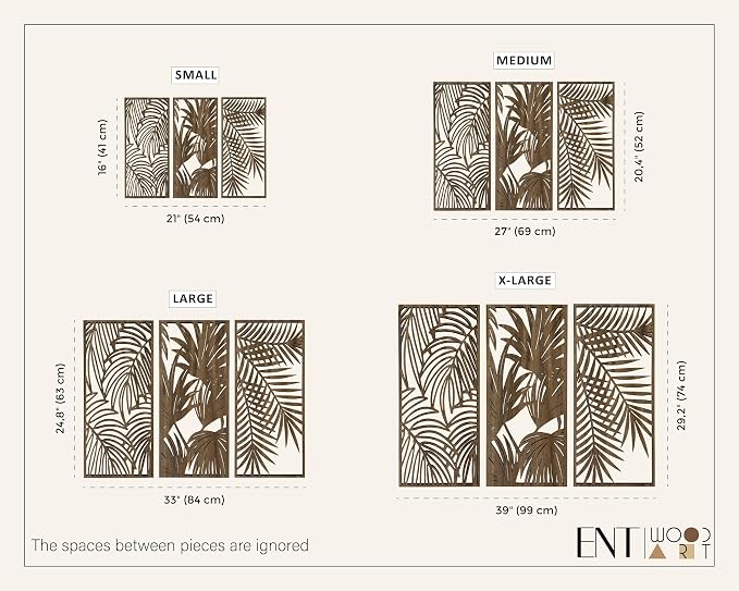 Tropical Leaves Wood Wall Art for Living Room, Botanical Wall Art Wood Panel - Image 4