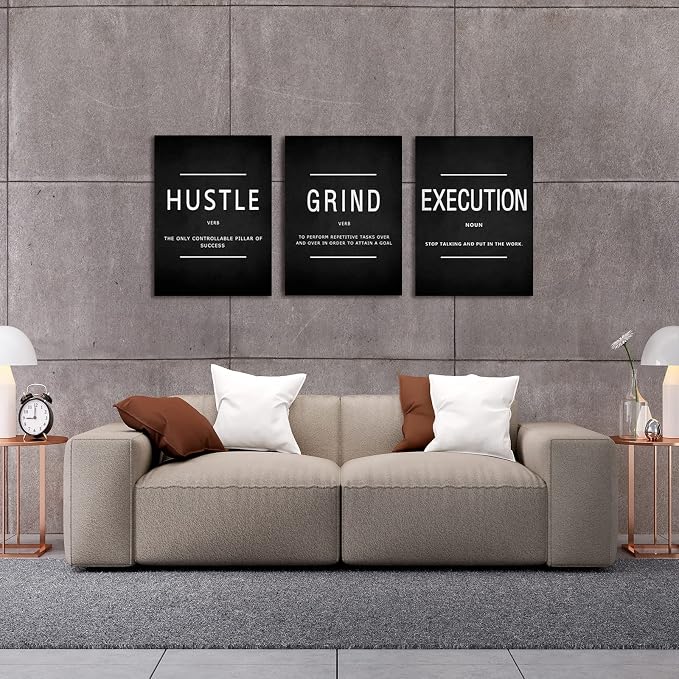 KAWAHONE Canvas Painting Wall Art, Grind Hustle Execution Motivational Wall Art - Image 4