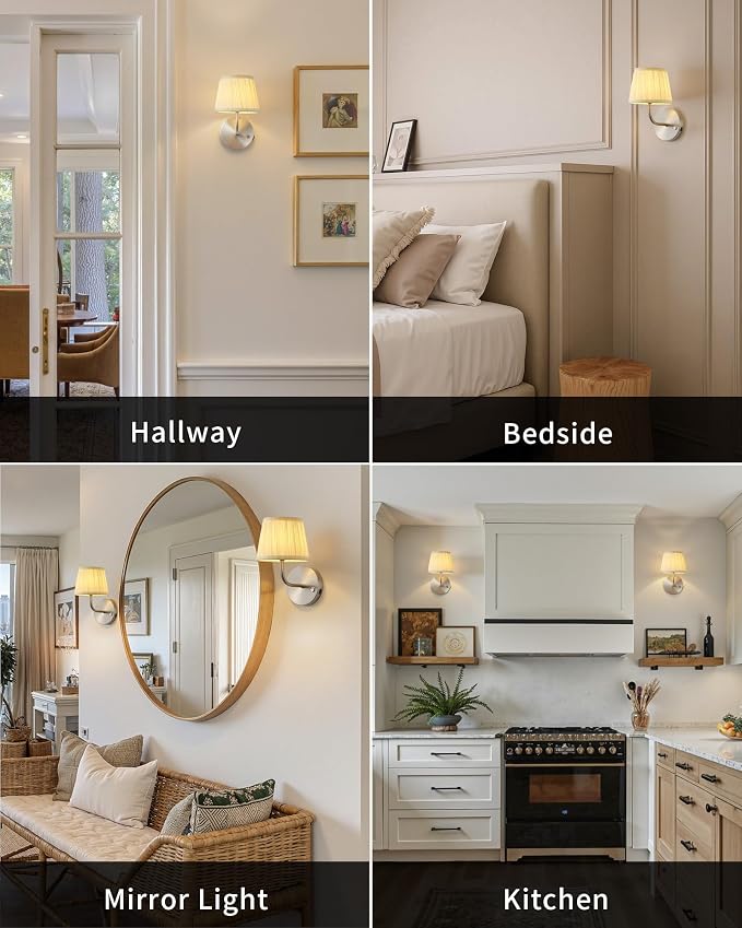 PUSU LED Cordless Nickel H9.6 inch Small Wall Sconces Set of 2, Rechargeable - Image 6
