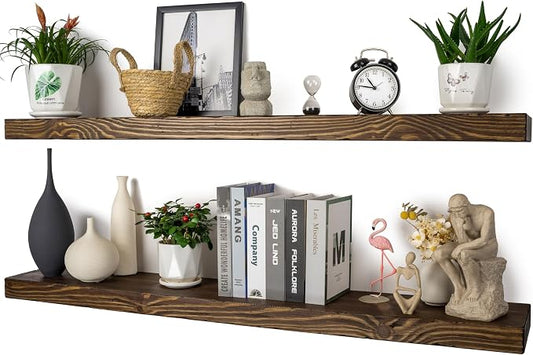 Floating Shelves 48 inch Long 8 "deep Set of 2, Heavy Duty Wood Wall Mounted by xwne