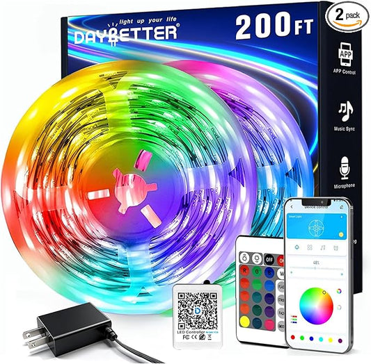 DAYBETTER LED Strip Lights 200 ft, Smart App Control Lighting Bedroom Rome Decor by DAYBETTER