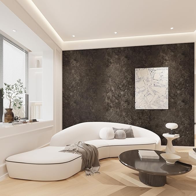 3yecao 48"×197" Big Roll Long Size Dark Brown Tan Grey Concrete Wallpaper Peel - Image 2