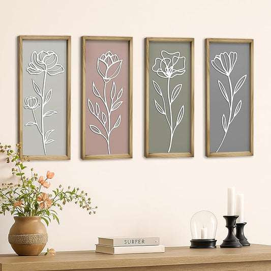 Product Elevations 3D Bathroom Art Set of 4 – Wooden Framed Wall Art by ProductElevations
