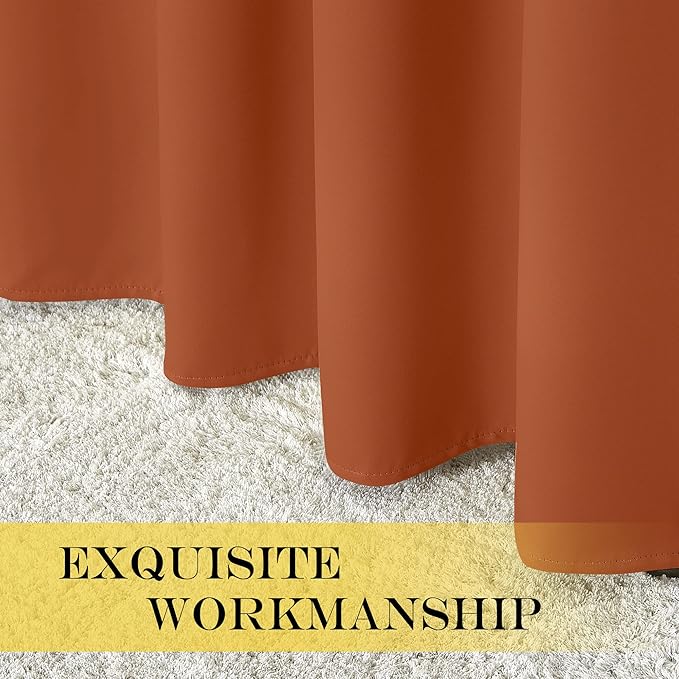 NICETOWN Blackout Window Curtain 90 inch Length - Room Darkening Thermal Insulated Grommet Large Window Treatment Light Blocking for Bedroom/Doorway (Burnt Orange, 1 Panel, W52 x L90)