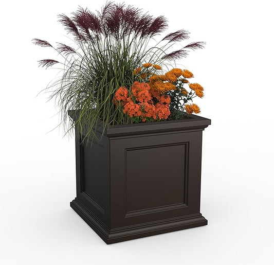 Mayne Fairfield 24-Inch Self Watering Square Planter Box, Weather-Resistant and Durable, Ideal for Indoor and Outdoor Use, Perfect for Patio, Porch, or Entryway