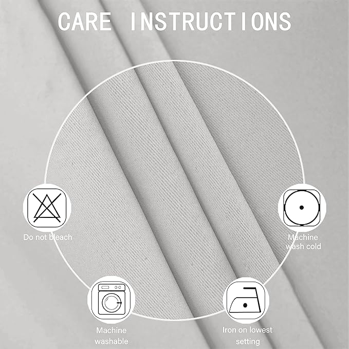 LEMOMO Blackout Curtains 52 x 108 inch/Light Grey Curtains Set of 2 - Image 4