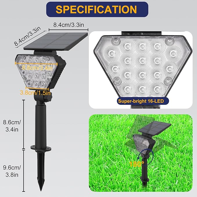 T-SUN Solar Spotlights Outdoor, Color Changing Landscape Lights, Halloween Lights Outdoor IP65 Waterproof Landscape Lighting Auto On/Off for Garden Yard Lawn Pathway, 12-Pack