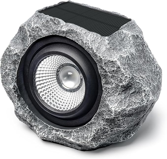 Solar Rock Lights Outdoor, Angle Adjustable Solar Lights Outdoor Waterproof, LED Solar Garden Lights, Auto On/Off Landscape Lighting for Yard, Pathway, Patio, Flower Bed - White Glow (Stone Gray)