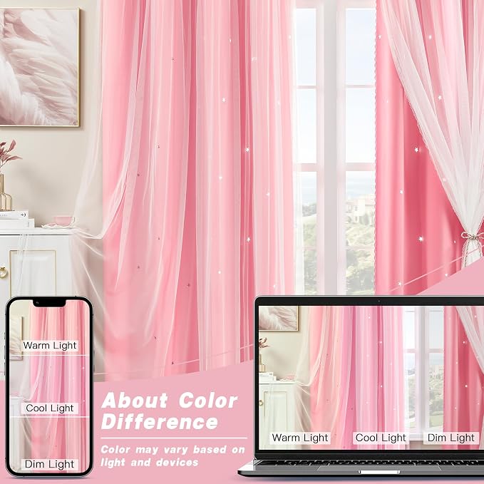 XiDi Curtains for Bedroom Decor Pink34/96/1 US - Image 9