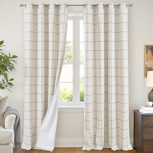 Lajode Plaid Curtains Pattern Printed 90 Inches Long by Lajode