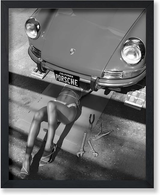 Poster Master Woman Under Classic Car by PosterMaster