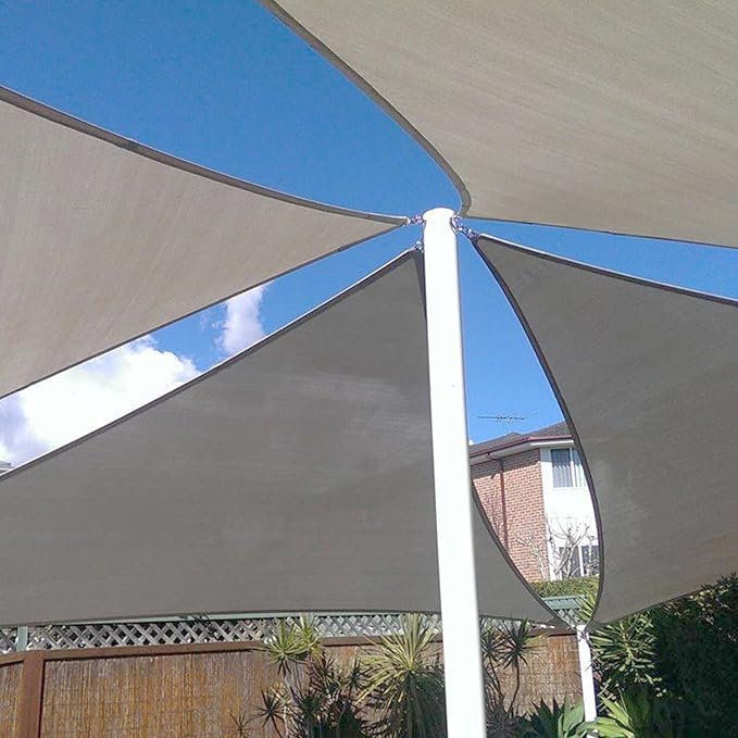 E&K Sunrise 17' x 17' x 17' Sun Shade Sail Triangle Canopy Shade Cover UV Block for Patio Backyard Garden Outdoor (Light Gray)