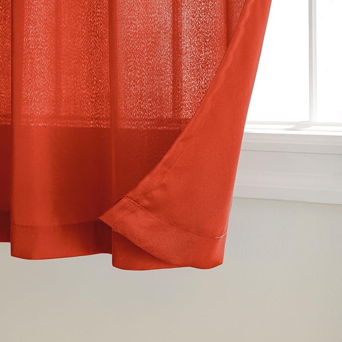 Town & Country Basics Cabana Solid Heavyweight Indoor Outdoor Curtains, Light Filtering Opacity with Grommet Top, Water Repellent, 2-Pack Set, 54"x63", Mecca Orange