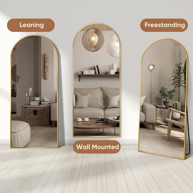 58"x18" Full Length Mirror, Arched Full Body Mirror, Standing Hanging or - Image 5