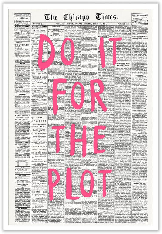 Liyark Retro Black And White Chicago Newspaper Poster Pink Trendy Preppy by Liyark