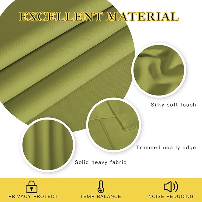 NICETOWN Blackout Curtains 63 inches Long for Living Room Bedroom, Grommet Thermal Insulated Room Divider Drape Window Treatment for Sliding Patio Door, W100 x L63, 1 Panel, Fresh Green