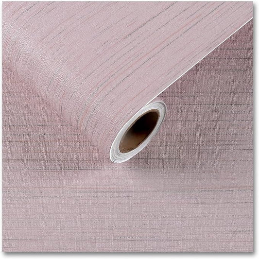 CRE8TIVE Large Size 24"x354" Pale Pink Grasscloth Peel and Stick Wallpaper by CRE8TIVE