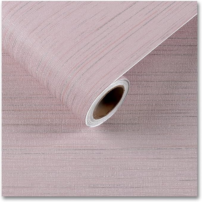 CRE8TIVE Pale Pink Grasscloth Peel and Stick Wallpaper by CRE8TIVE