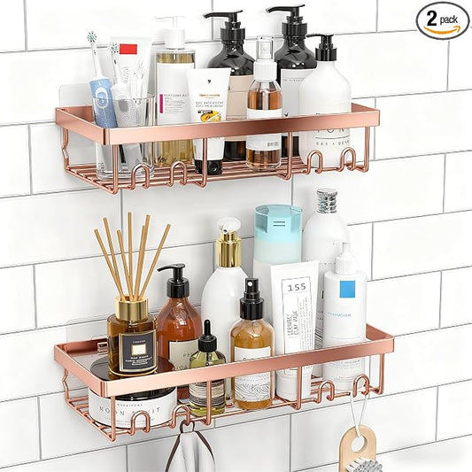 Moforoco Shower Caddy Shelf Organizer Rack, Self Adhesive Black Bathroom by MOFOROCO